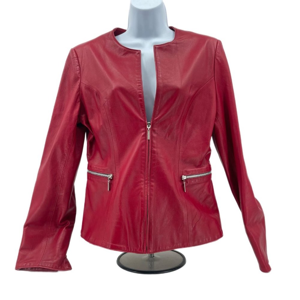 Fashionable Red & Tan Leather Jacket | Perfect for Any Season